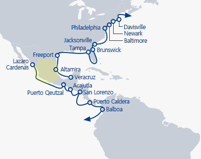 U.S East Coast to South America Calling ports image