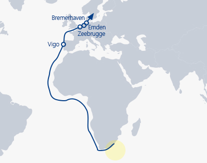South Africa to Europe Calling ports image